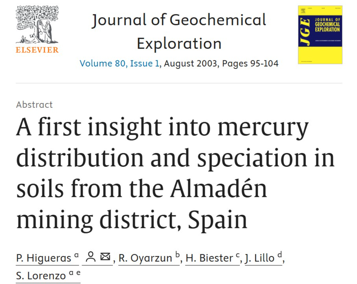A first insight into mercury distribution and speciation in soils from the Almadén mining district, Spain