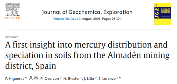 A first insight into mercury distribution and speciation in soils from the Almadén mining district, Spain