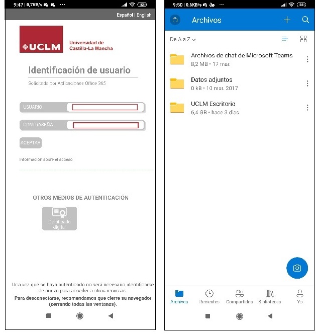 Onedrive en el móvil 