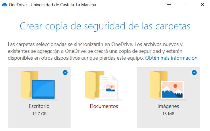 Seleccionar carpetas para realizar copia de seguridad
