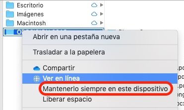 Mantener siempre disponible en dispositivo mac