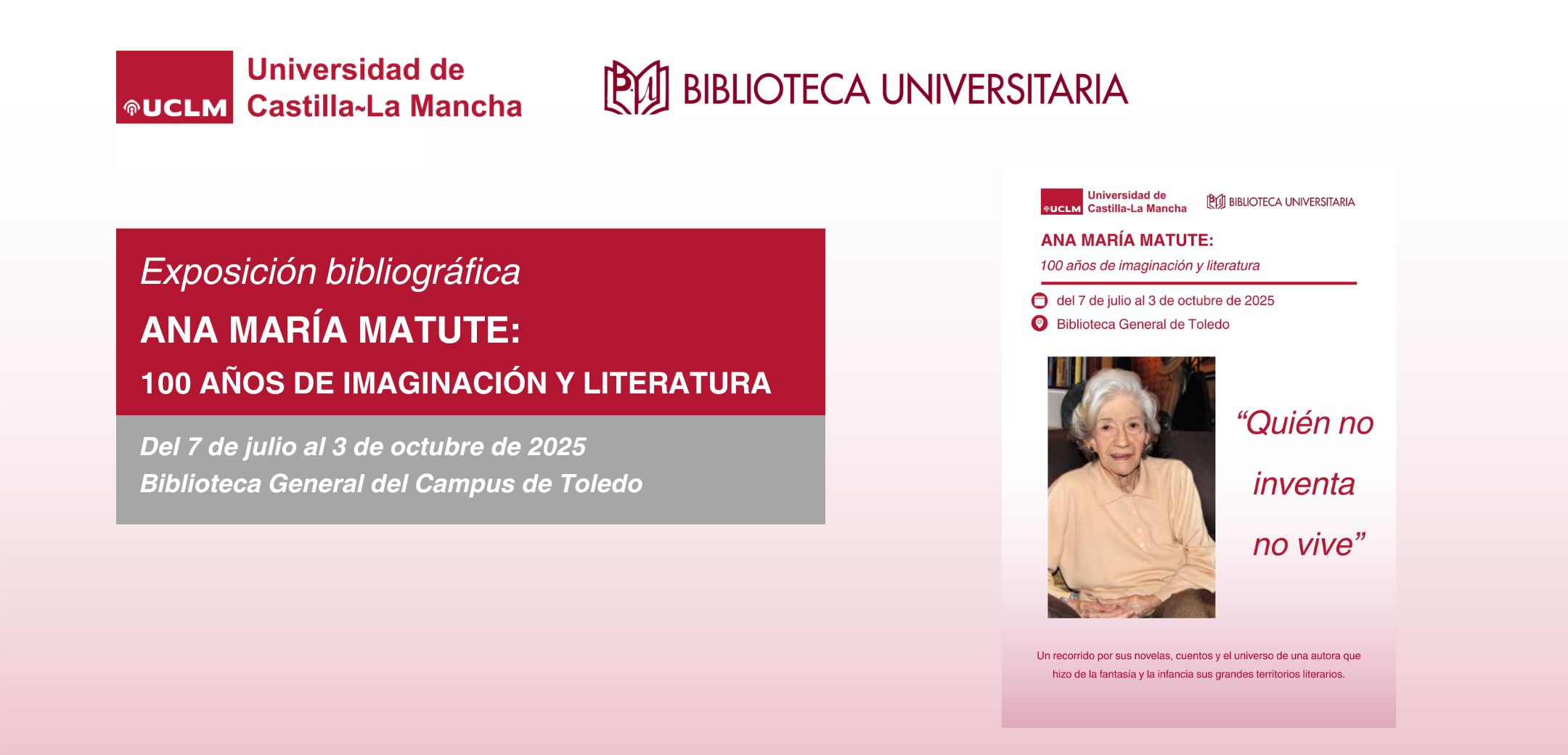 Exposición bibliográfica: Ana María Matute: 100 años de imaginación y literatura