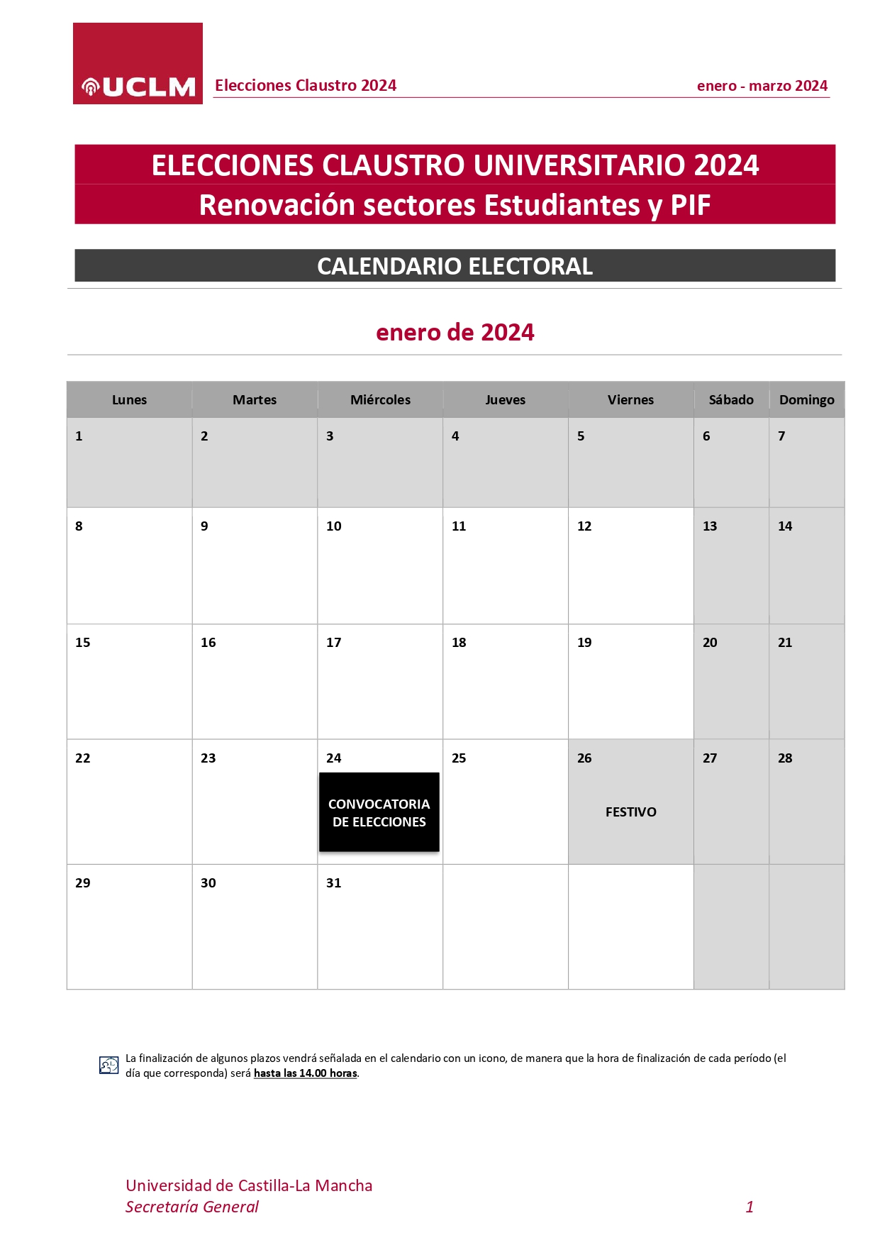 Calendario Claustro