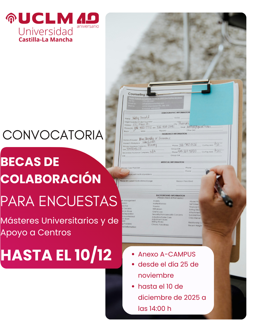 Convocatoria Beca Paso Encuestas a Másteres Universitarios y de Apoyo a Centros. Segundo Cuatrimestre