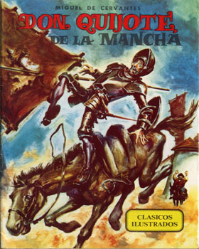 Don Quijote de La Mancha / de Miguel de Cervantes; adaptación Carlos de Monterroble; dibujos José Grau. -- Valencia: Editora valenciana, D.L. 1984    [32]p.: il.; 26 cm. -- ( Clásicos ilustrados; 1). -- ISBN 84-7149-713-1