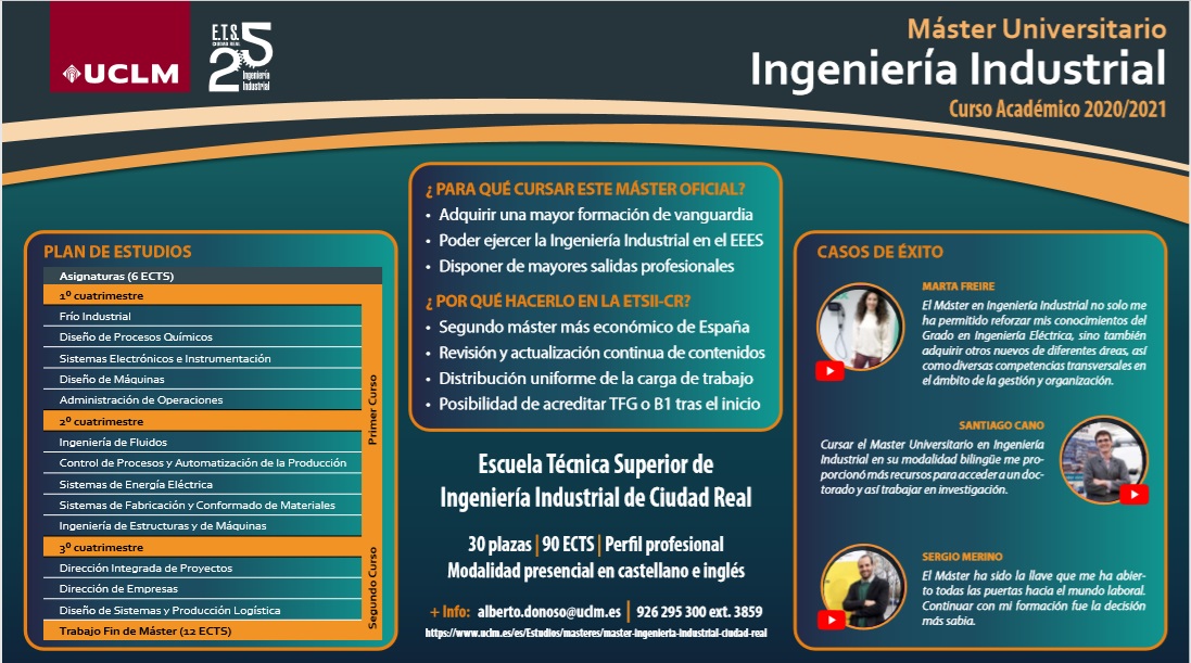 Plazo de preinscripción en el Máster de INGENIERÍA INDUSTRIAL