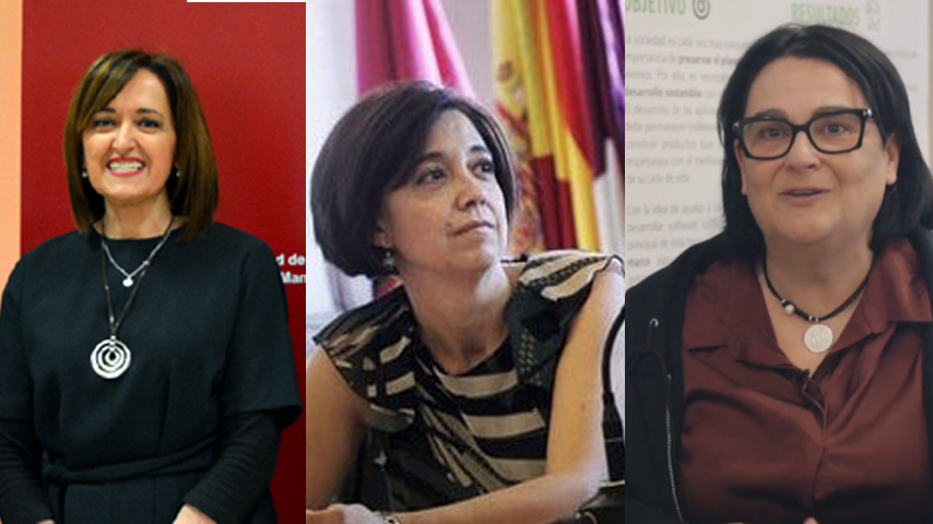 Las profesoras Henar Herrero, Carmen Díaz Mora y Coral Calero