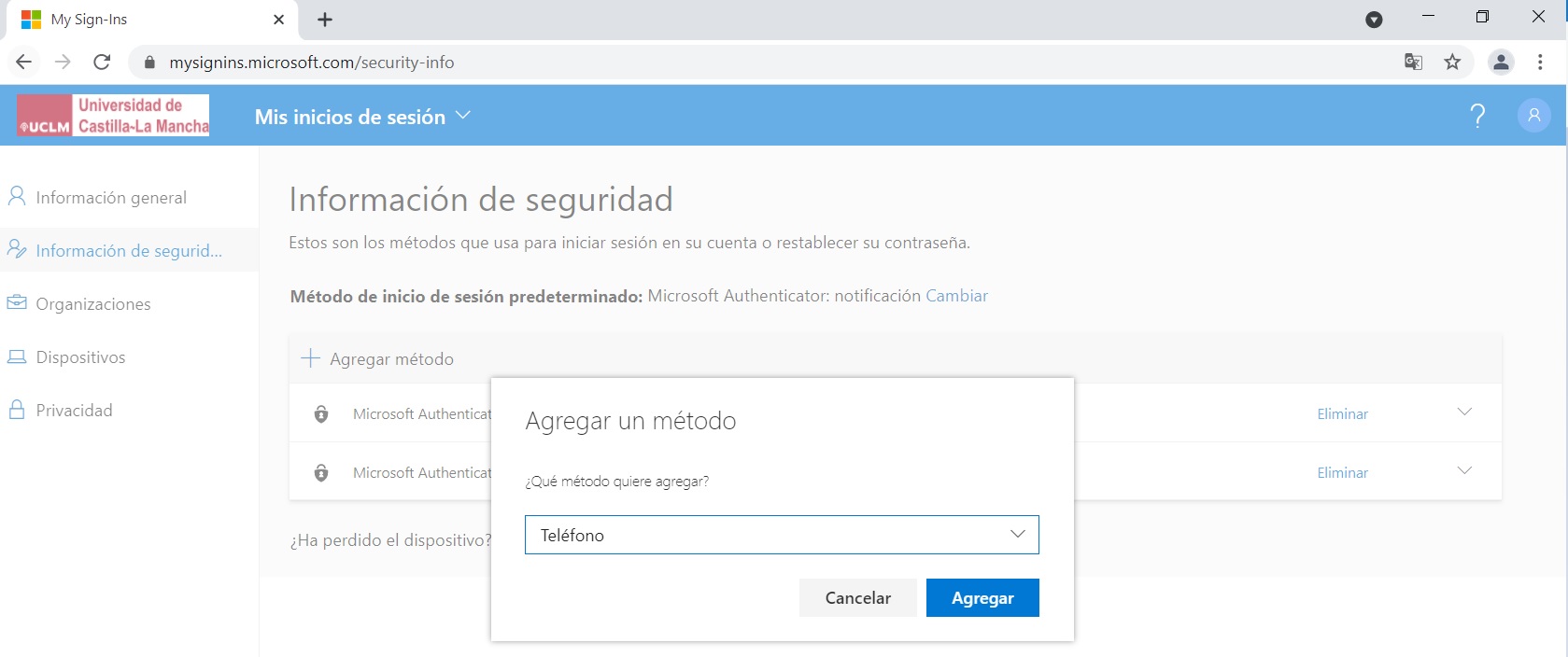 Agregar método