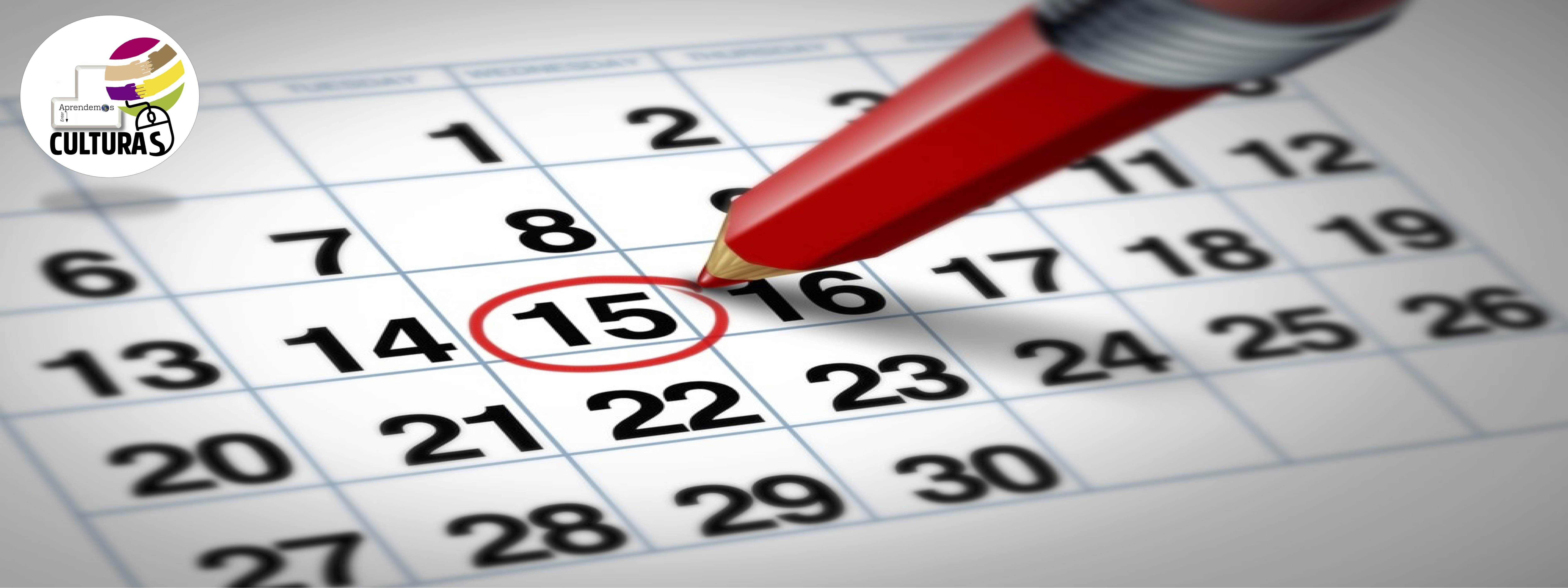 Calendario del mes con el día 15 señalado