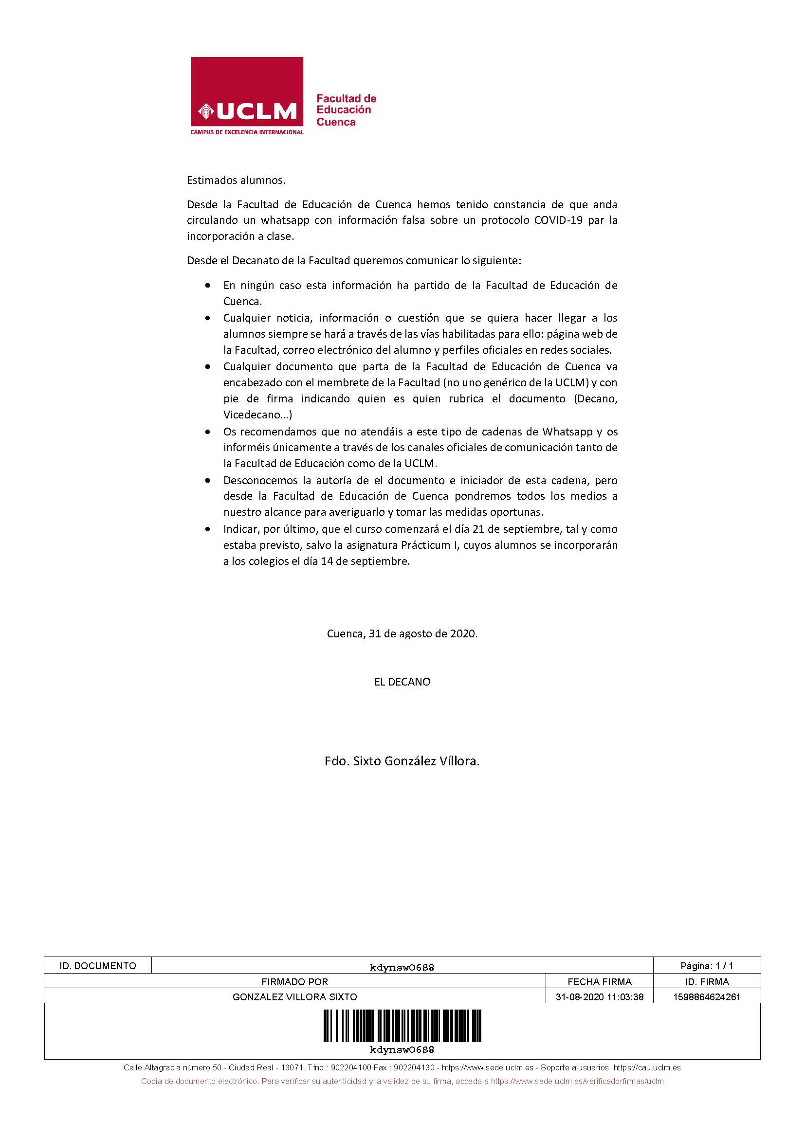 Comunicado aclaratorio