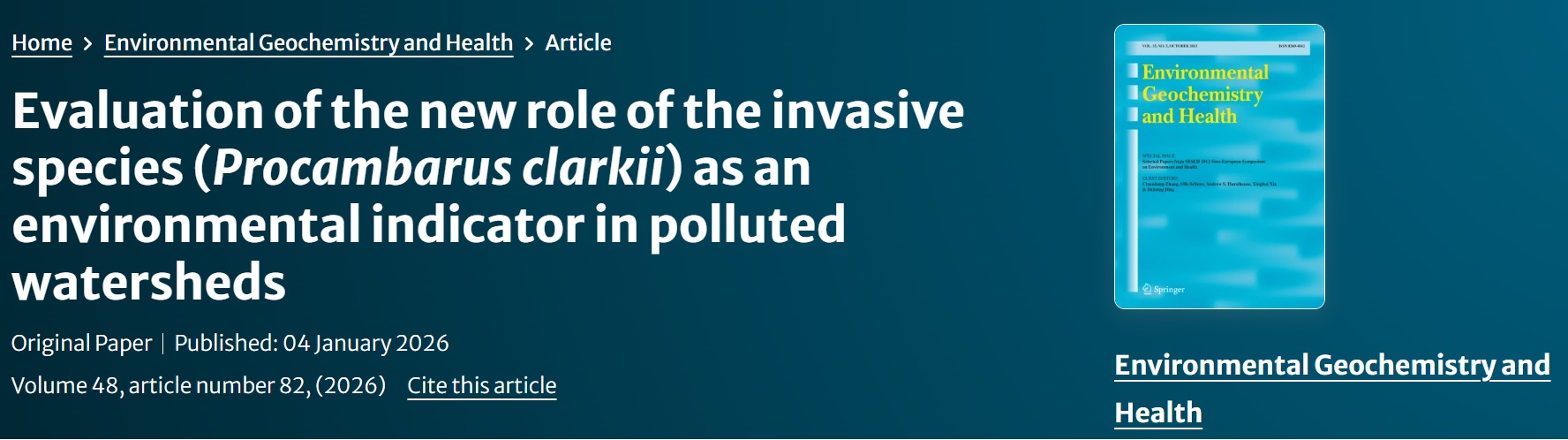 Evaluación del nuevo papel de la especie invasora (Procambarus clarkii) como indicador ambiental en cuencas hidrográficas contaminadas