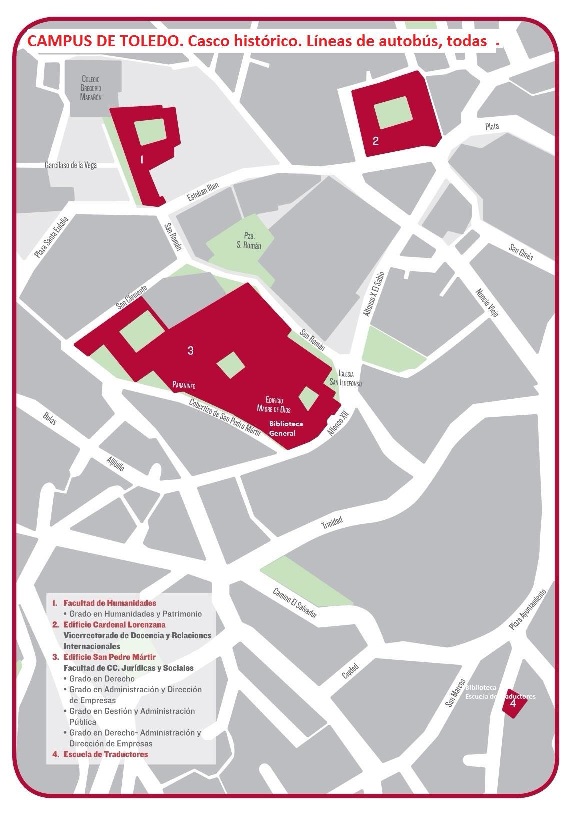 Plano del Campus de Toledo. Casco Histórico